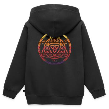 Vegvisir Futhark Runen, Symbole Viking, Vintage - Sweat Premium à capuche zippé enfant bio - noir - Dos - AI Model Kid Male (0cm)
