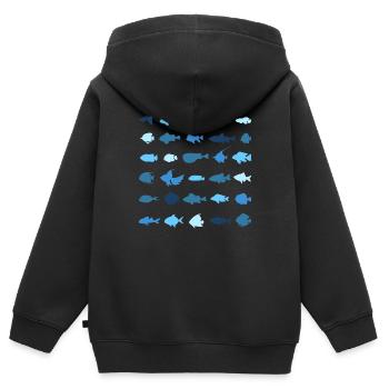 Small fish - Kids Premium Organic Zip-up Hoodie - black - Back - AI Model Kid Male (0cm)