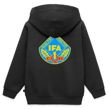 IFA Qualitätsarbeiter Q1 2021 DDR Auszeichnung - Kinder Premium Organic Zip Hoodie - Schwarz - Hinten - AI Model Kid Male (0cm)