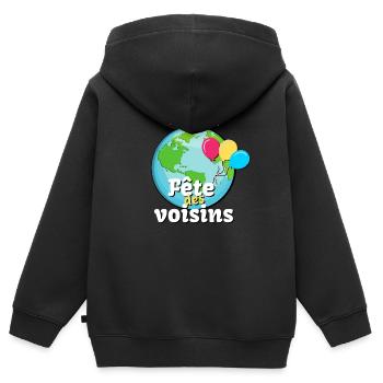 Fete Des Voisins Rencontrer Vos Voisins - Sweat Premium à capuche zippé enfant bio - noir - Dos - AI Model Kid Male (0cm)