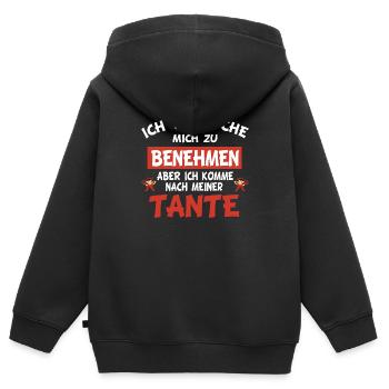 Kinder Shirt mit lustigem Spruch Tante Kind lustig - Kinder Premium Organic Zip Hoodie - Schwarz - Hinten - AI Model Kid Male (0cm)