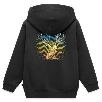 Hirsch - Kinder Premium Organic Zip Hoodie - Schwarz - Hinten - AI Model Kid Male (0cm)