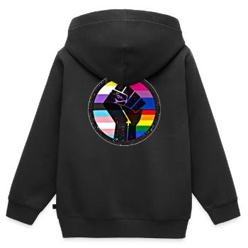 Pride - Kinder Premium Organic Zip Hoodie - Schwarz - Hinten - AI Model Kid Male (0cm)