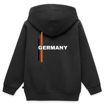 Germany - Kinder Premium Organic Zip Hoodie - Schwarz - Hinten - AI Model Kid Male (0cm)