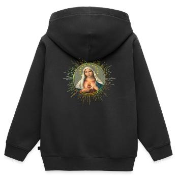 Maria Madonna - Kinder Premium Organic Zip Hoodie - Schwarz - Hinten - AI Model Kid Male (0cm)