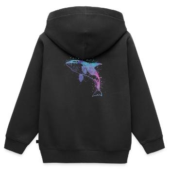 Blue and Purple Paint Splatter Killer Whale - Kids Premium Organic Zip-up Hoodie - black - Back - AI Model Kid Male (0cm)
