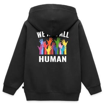 We are all human Gleichberechtigung - Kinder Premium Organic Zip Hoodie - Schwarz - Hinten - AI Model Kid Male (0cm)
