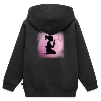 Mädchen mit Pusteblume - Kinder Premium Organic Zip Hoodie - Schwarz - Hinten - AI Model Kid Male (0cm)