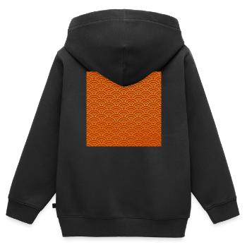 Japanese Wave Pattern - Kids Premium Organic Zip-up Hoodie - black - Back - AI Model Kid Male (0cm)