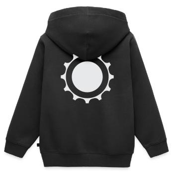 Zahnrad - Kinder Premium Organic Zip Hoodie - Schwarz - Hinten - AI Model Kid Male (0cm)