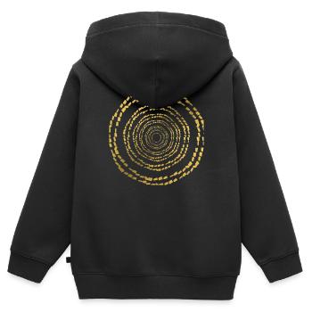 illusion d'optique en cercle d'ore - Sweat Premium à capuche zippé enfant bio - noir - Dos - AI Model Kid Male (0cm)