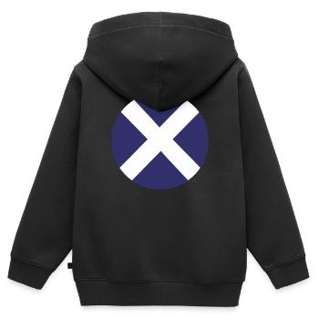 Scotland Flag Round Target - Kinder Premium Organic Zip Hoodie - Schwarz - Hinten - AI Model Kid Male (0cm)