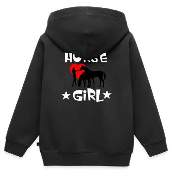 Cheval - Sweat Premium à capuche zippé enfant bio - noir - Dos - AI Model Kid Male (0cm)