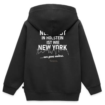 Neustadt in Holstein - Kinder Premium Organic Zip Hoodie - Schwarz - Hinten - AI Model Kid Male (0cm)