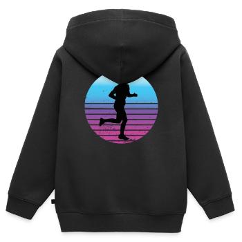 Ausdauer Läufer Outfit Vintage Marathon Motiv - Kinder Premium Organic Zip Hoodie - Schwarz - Hinten - AI Model Kid Male (0cm)