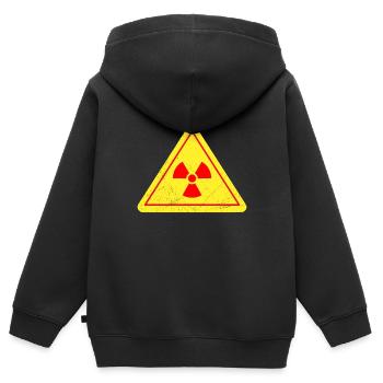 Sybmol Ionisierende Strahlung Warnung Geschenk - Kinder Premium Organic Zip Hoodie - Schwarz - Hinten - AI Model Kid Male (0cm)