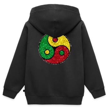 Yin Yang Rasta - Sweat Premium à capuche zippé enfant bio - noir - Dos - AI Model Kid Male (0cm)