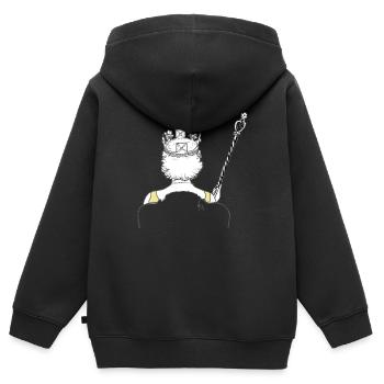 The Queen with Zepter - Kinder Premium Organic Zip Hoodie - Schwarz - Hinten - AI Model Kid Male (0cm)