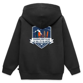 ecusson chamonix mont blanc leewarddesign - Kinder Premium Organic Zip Hoodie - Schwarz - Hinten - AI Model Kid Male (0cm)