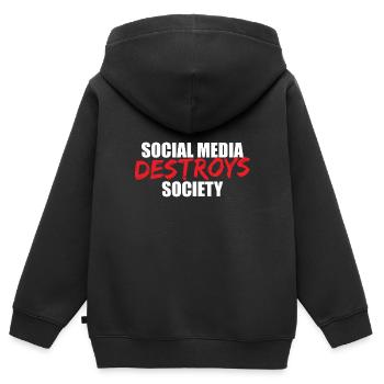 Soziale Medien Zerstören Die Gesellschaft - Kinder Premium Organic Zip Hoodie - Schwarz - Hinten - AI Model Kid Male (0cm)