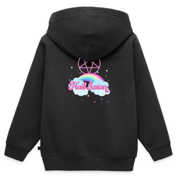 Hail Satan Regenbogen - Kinder Premium Organic Zip Hoodie - Schwarz - Hinten - AI Model Kid Male (0cm)
