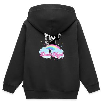 Death Metal Regenbogen - Kinder Premium Organic Zip Hoodie - Schwarz - Hinten - AI Model Kid Male (0cm)