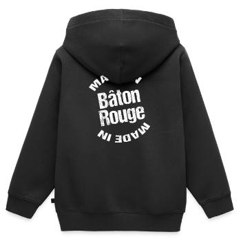 Made in Bâton Rouge blc - Sweat Premium à capuche zippé enfant bio - noir - Dos - AI Model Kid Male (0cm)