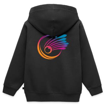 Badminton - Kinder Premium Organic Zip Hoodie - Schwarz - Hinten - AI Model Kid Male (0cm)