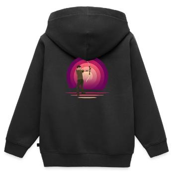 Bogenschütze Bogenschütze Geschenk - Kinder Premium Organic Zip Hoodie - Schwarz - Hinten - AI Model Kid Male (0cm)