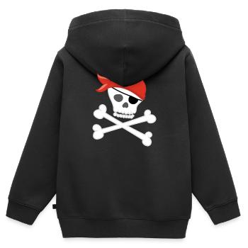 PIRATE - Sweat Premium à capuche zippé enfant bio - noir - Dos - AI Model Kid Male (0cm)