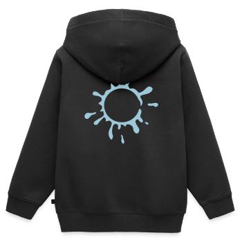 Platzende Seifenblase Design - Kinder Premium Organic Zip Hoodie - Schwarz - Hinten - AI Model Kid Male (0cm)