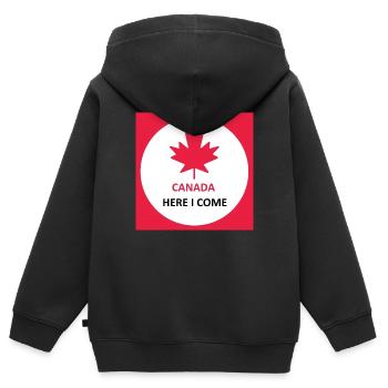Kanada Here I Come - Kinder Premium Organic Zip Hoodie - Schwarz - Hinten - AI Model Kid Male (0cm)