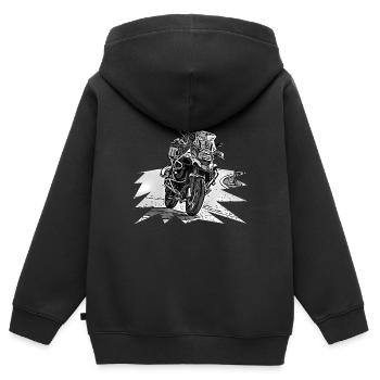 Adventure Bike Kurve schwarz - Kinder Premium Organic Zip Hoodie - Schwarz - Hinten - AI Model Kid Male (0cm)