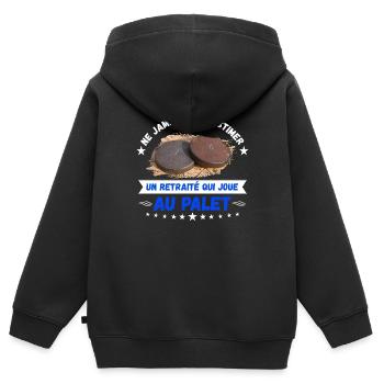 un retraité qui joue au palet - Sweat Premium à capuche zippé enfant bio - noir - Dos - AI Model Kid Male (0cm)