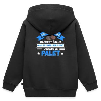 les meilleurs sont joueurs de palet - Sweat Premium à capuche zippé enfant bio - noir - Dos - AI Model Kid Male (0cm)