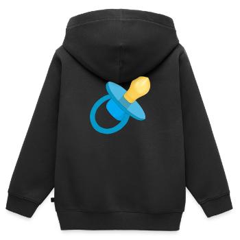 Sucette bleu - Sucette bébé - Sucette - Sweat Premium à capuche zippé enfant bio - noir - Dos - AI Model Kid Male (0cm)