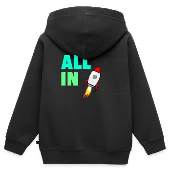 All In To the Moon Stonks and Crypto Meme Shirt - Kinder Premium Organic Zip Hoodie - Schwarz - Hinten - AI Model Kid Male (0cm)