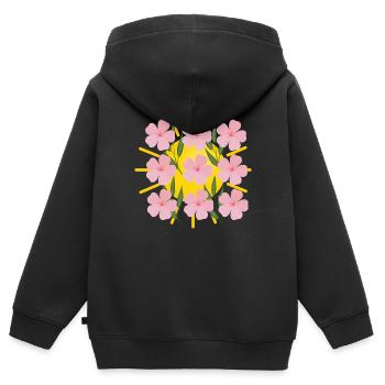 Blumen im Sonnenschein - Kinder Premium Organic Zip Hoodie - Schwarz - Hinten - AI Model Kid Male (0cm)
