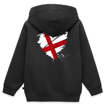 Herz England Fußball London Königreich Monarchie - Kinder Premium Organic Zip Hoodie - Schwarz - Hinten - AI Model Kid Male (0cm)
