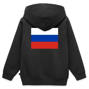Russie - Sweat Premium à capuche zippé enfant bio - noir - Dos - AI Model Kid Male (0cm)