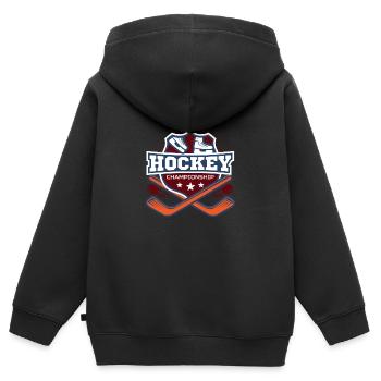 Hockey - Kinder Premium Organic Zip Hoodie - Schwarz - Hinten - AI Model Kid Male (0cm)