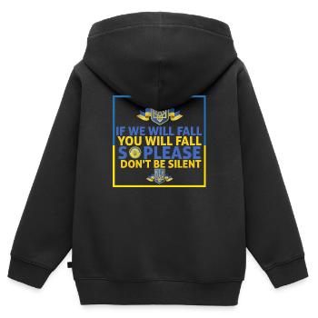 Si nous tombons, vous tomberez le discours de Zelensky - Sweat Premium à capuche zippé enfant bio - noir - Dos - AI Model Kid Male (0cm)