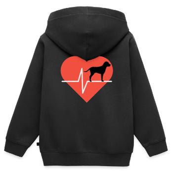 Amour de chien - Sweat Premium à capuche zippé enfant bio - noir - Dos - AI Model Kid Male (0cm)