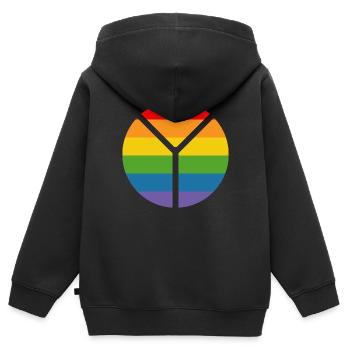 arc-en-ciel rond - Sweat Premium à capuche zippé enfant bio - noir - Dos - AI Model Kid Male (0cm)