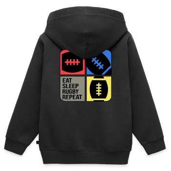 rugby rugbyspieler rugbysaison - Kinder Premium Organic Zip Hoodie - Schwarz - Hinten - AI Model Kid Male (0cm)