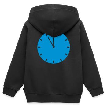 Aiguilles de l’horloge murale - Sweat Premium à capuche zippé enfant bio - noir - Dos - AI Model Kid Male (0cm)