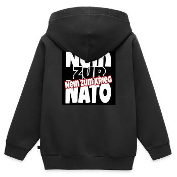 Frieden - Kinder Premium Organic Zip Hoodie - Schwarz - Hinten - AI Model Kid Male (0cm)