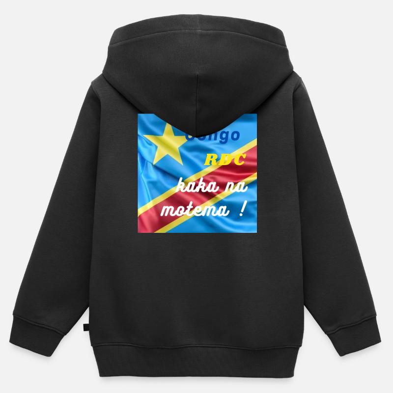 Congo RDC kaka na motema ! - Sweat Premium à capuche zippé enfant bio - noir