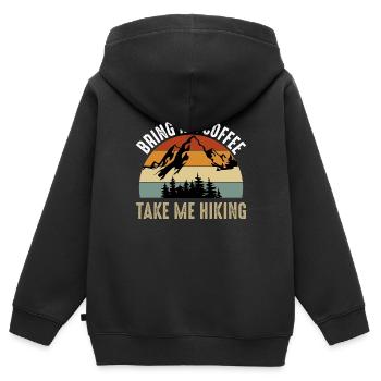 Wandern - Nehmen Sie mich mit auf eine Wanderung - Kinder Premium Organic Zip Hoodie - Schwarz - Hinten - AI Model Kid Male (0cm)