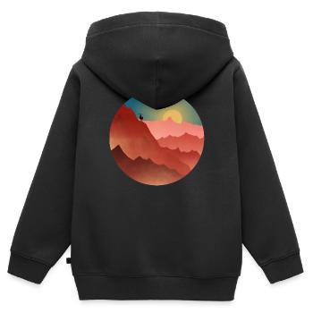 Chèvre sur une montagne - Sweat Premium à capuche zippé enfant bio - noir - Dos - AI Model Kid Male (0cm)